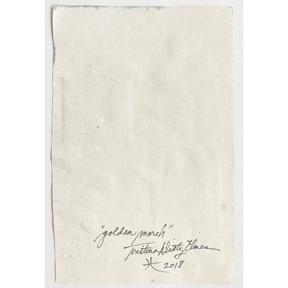 Golden March - Original Wall Art Mixed Media Painting 11"x14" Matted Decor - Picture 8 of 8